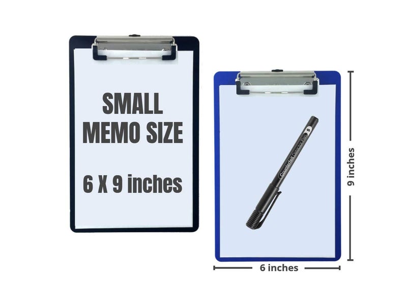 1InTheOffice Small Clipboards 6x9 Plastic Memo Size  Translucent Blue/Translucent Black  6 x 9 Clip Board- Mini  (2) - Image 2